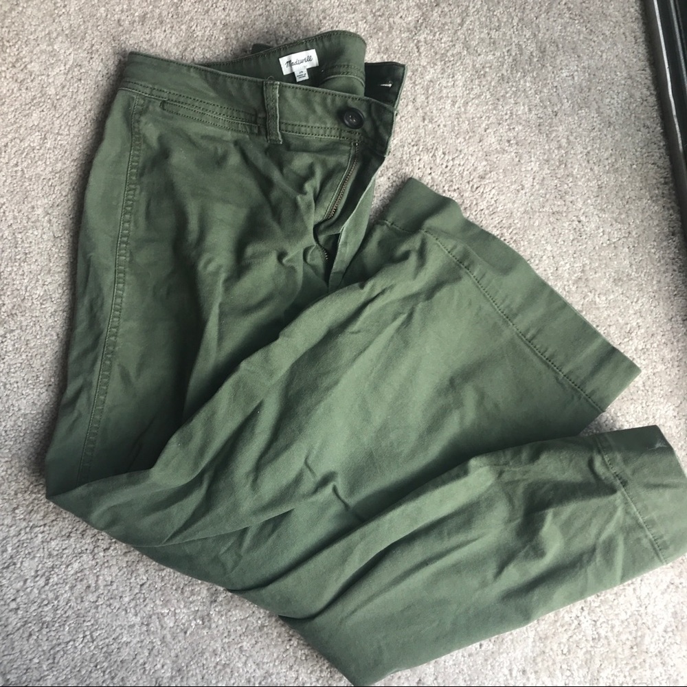 Madewell Green Wide Leg Cropped Pants